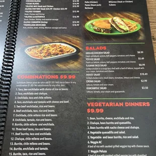 a menu for a mexican restaurant