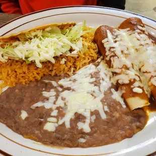 Combination plate #1 (2 chicken enchiladas &amp; 1 chicken taco)