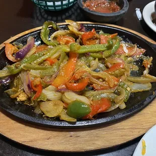 Fajitas. All veggies!!! Where's the chicken???