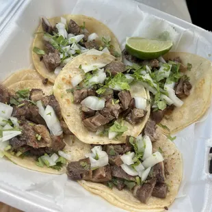 Cinco Tacos with lengua (#14)