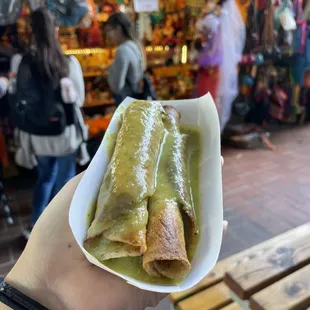 2 Beef Taquitos with Avocado Sauce
