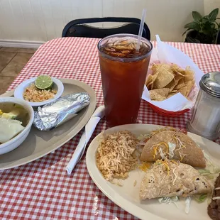 Caldo de res and crispy tacos.
