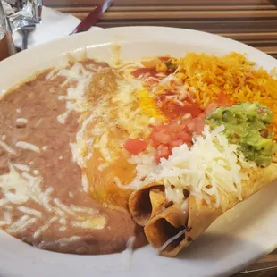 Chile relleno, cheese enchilada &amp; 2 beef taquito combo plate