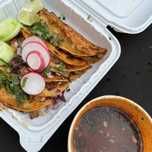 Quesa Birria Tacos with Consomme