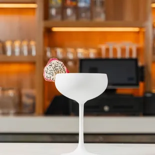 a drink in a martini glass