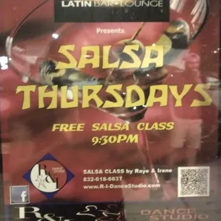 Salsa night Thursdays @930pm, Yes open during COVID