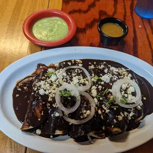 Mole enchiladas with chicken