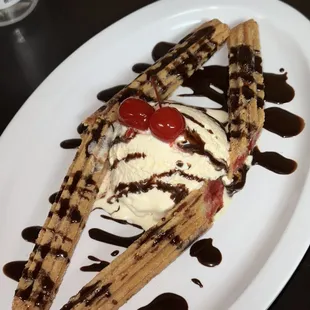 Now available: Churros with ice cream.