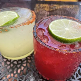Margaritas (Jamaica/Hibiscus right, regular left)
