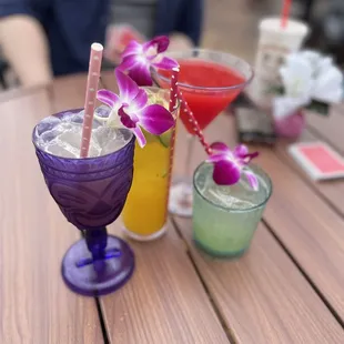 two cocktails on a table