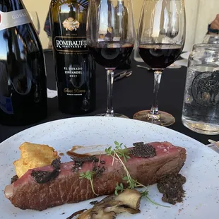 Steak, mushroom and fresh truffle