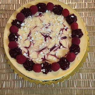 White Chocolate raspberry cheesecake with himemade raspberry Jam.