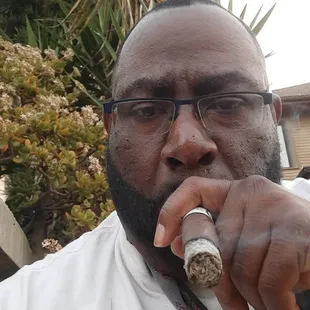 Enjoying a stick from cigar warehouse