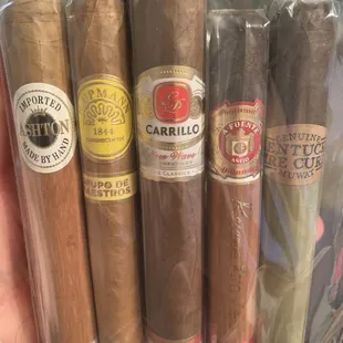 5 cigars recommended by the Shopkeeper.