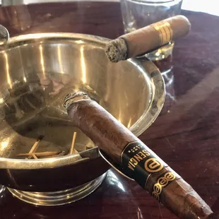 a cigar in a bowl