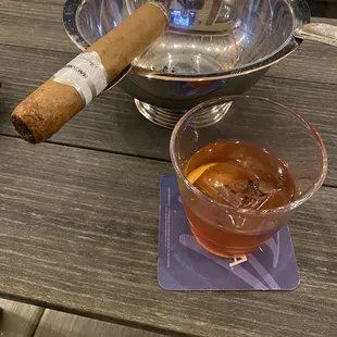 Smoked old fashion and a good cigar on the patio.