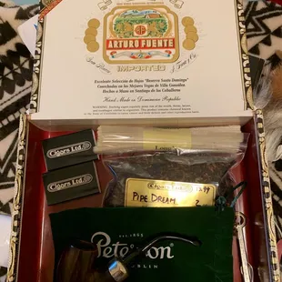 the contents of a cigar box