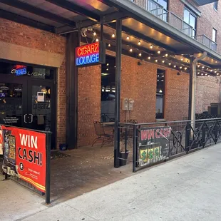 the entrance to the restaurant