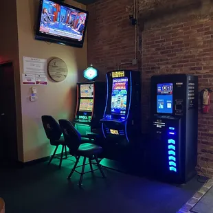a row of slot machines