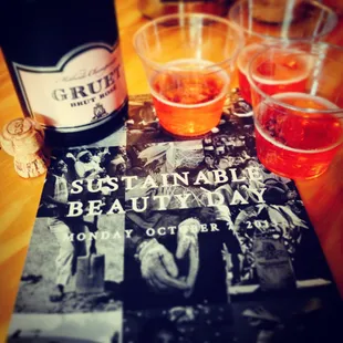 Sustainable Beauty Day. A well deserved toast after a day of hair cuts for charity!