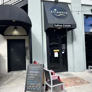 the entrance to the restaurant