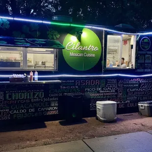 a food truck at night