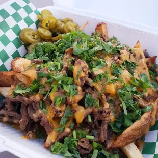 ASADA FRIES - we asked for cilantro and jalapenos on top and it was soooo delicious! I crave it!!