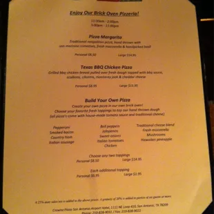 Dinner Menu