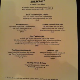 Breakfast Menu