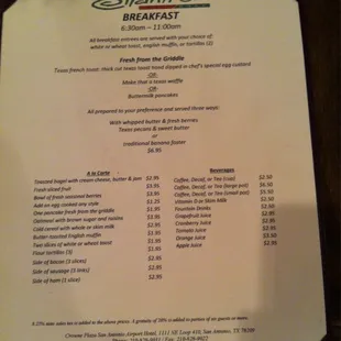 Breakfast Menu