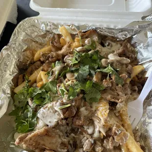Chicken loaded fries