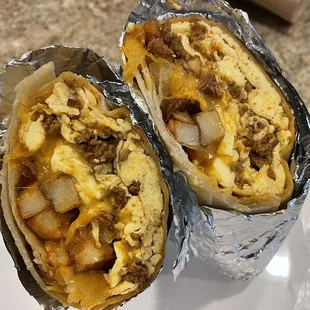 Chorizo, egg, potatoes, and cheese burrito! One of my two favorite places for breakfast burritos in the 85138!