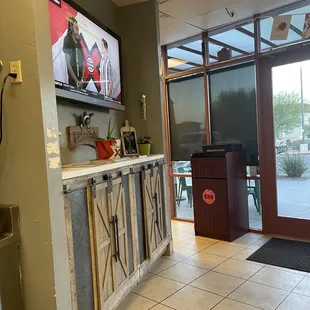 the entrance to the restaurant