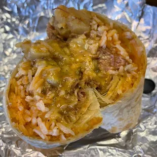 Green Chile Pork burrito! Tasted like it came out of a can just like Dinty Moore! Not freshly made in house?