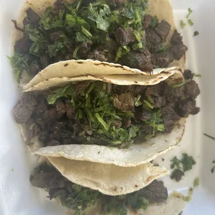 3 Asada tacos I ordered