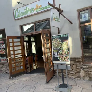 the entrance to the restaurant