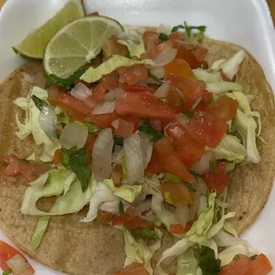 Fish taco ... you can&apos;t see the tiny piece of fish .