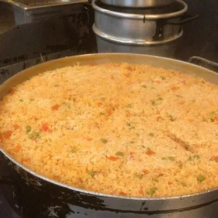 a pan of food on the stove