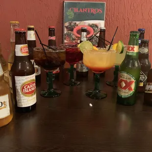 a variety of drinks