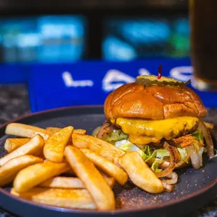 Cheeseburger and fries