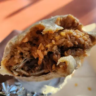 Not much meat in a regular carne asada burrito. The meat was crunchy too