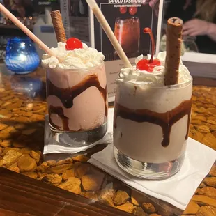 Pink squirrel and brandy alexander