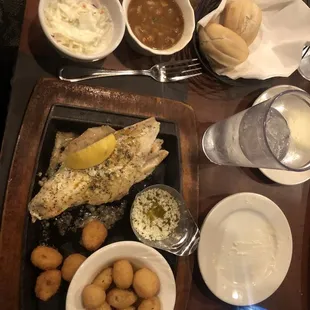 Broiled fish dinner with Italian Potatoes