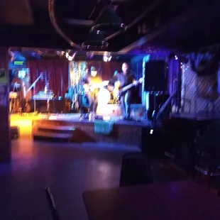 There's a stage for bands and plenty of dancing space