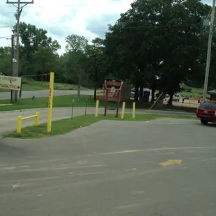 a parking lot with cars