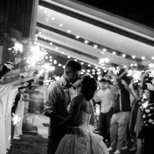 Sparkler wedding departure.