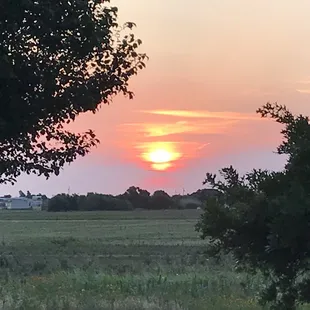 Bride and groom at sunset