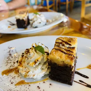 two desserts on a white plate