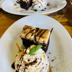 two desserts on a white plate