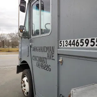 ows a truck parked on the side of the road